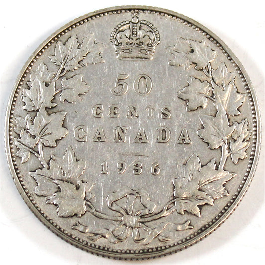 1936 Canada 50-cents F-VF (F15) $