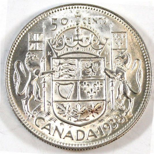 1938 Canada 50-cents Almost Uncirculated (AU50) $