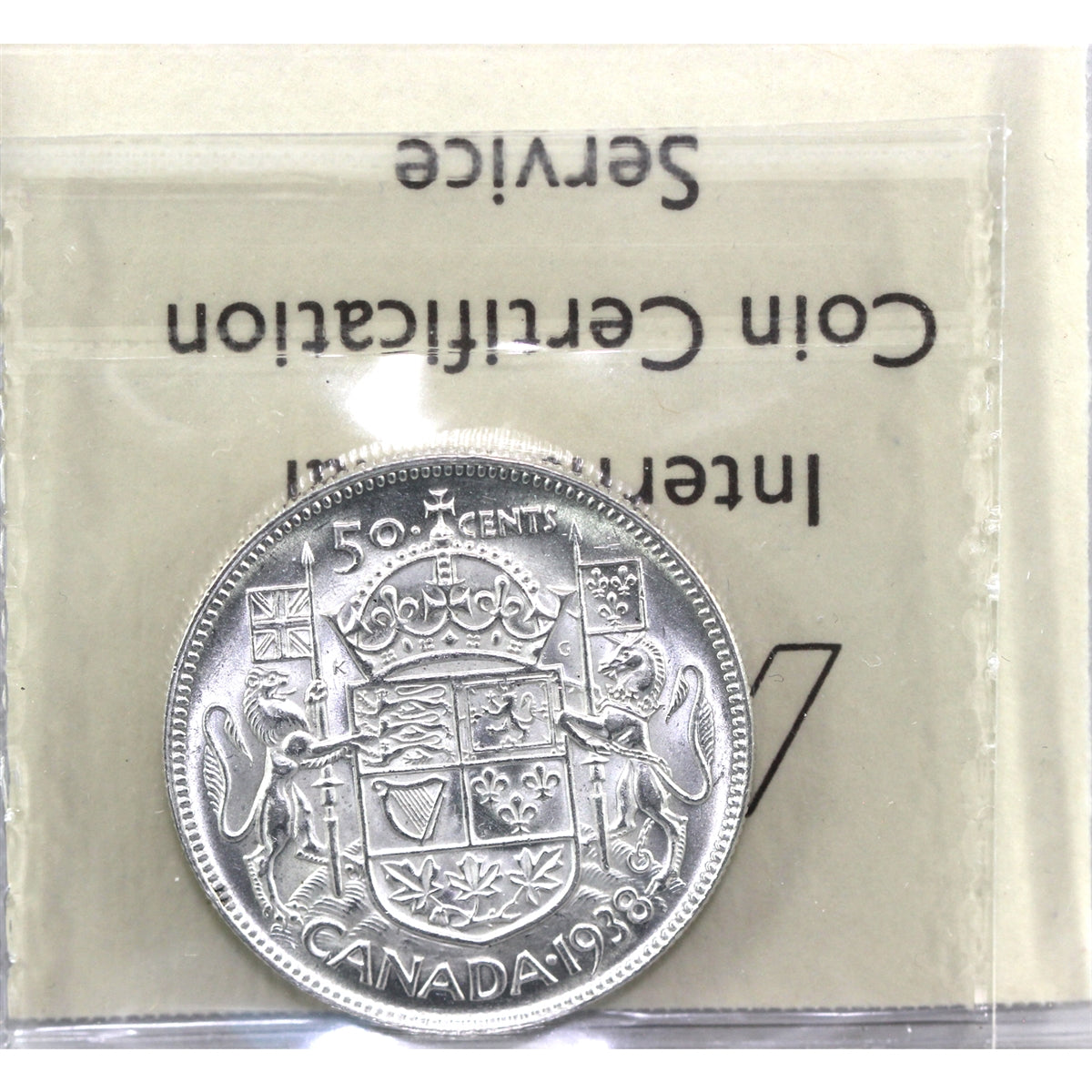 1938 Canada 50-cents ICCS Certified AU55