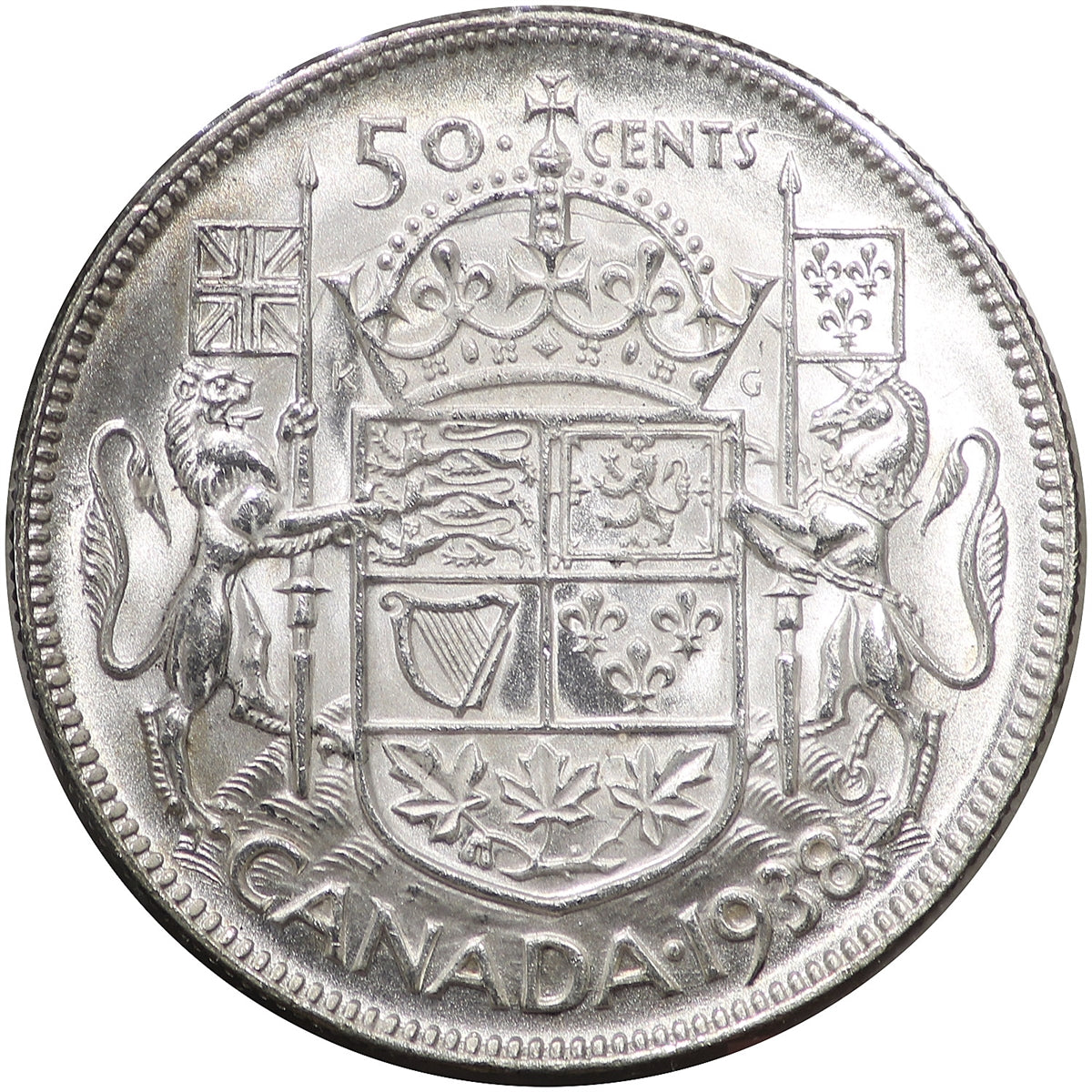 1938 Canada 50-cents UNC+ (MS62) $