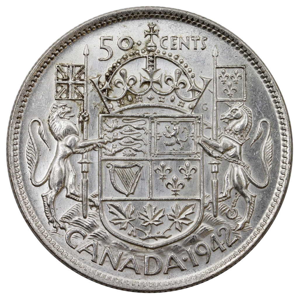 1942 Canada 50-cents Almost Uncirculated (AU50)