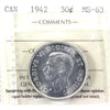 1942 Canada 50-cents ICCS Certified MS63
