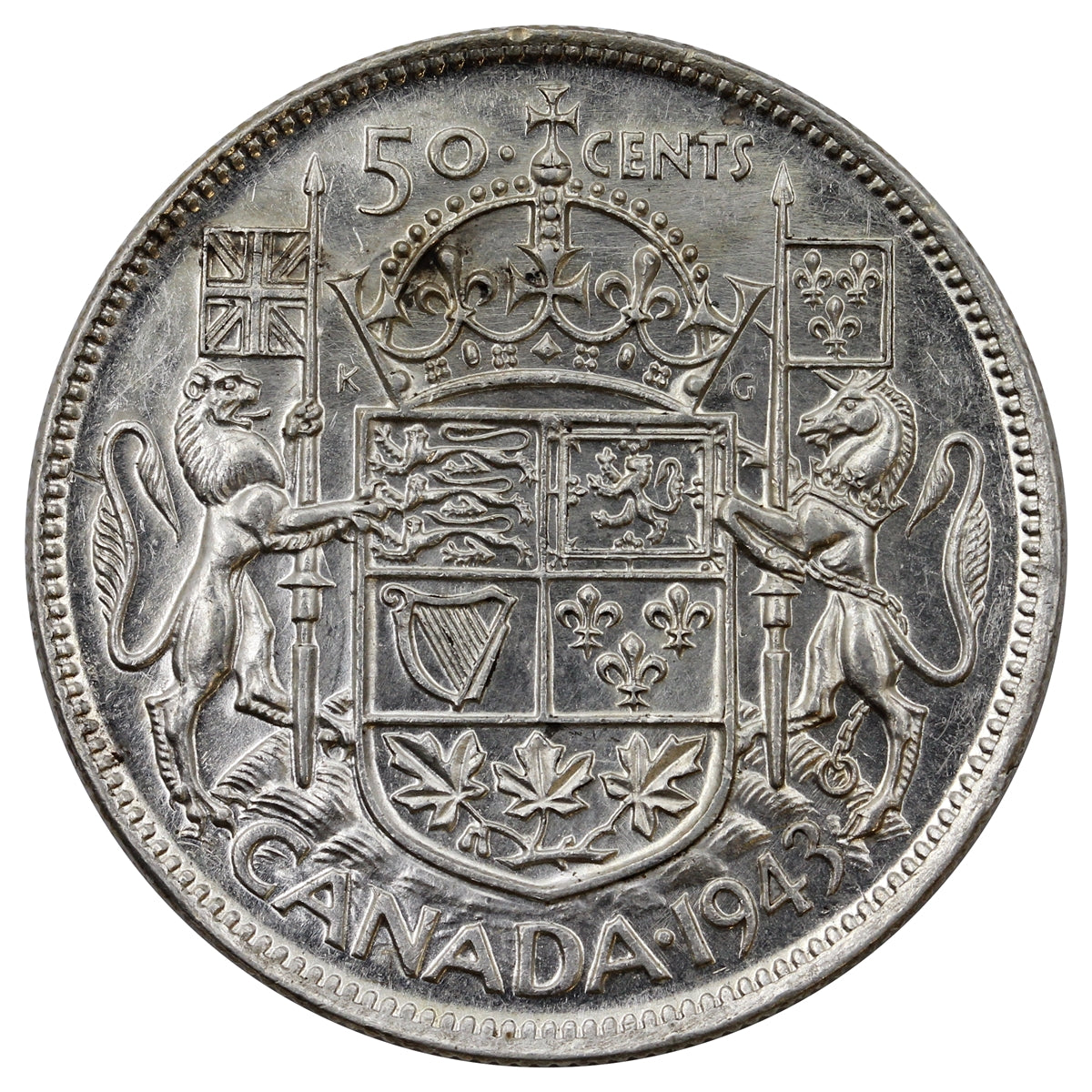 1943 Canada 50-cents EF-AU (EF45)