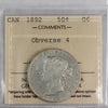 1892 Obv. 4 Canada 50-cents ICCS Certified G6