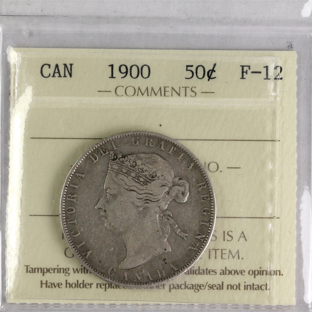 1900 Canada 50-cents ICCS Certified F12