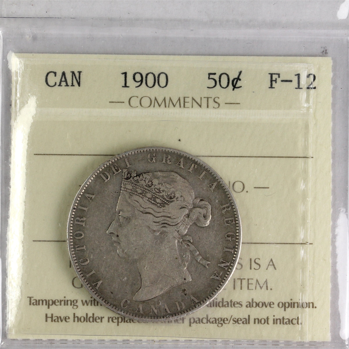 1900 Canada 50-cents ICCS Certified F12