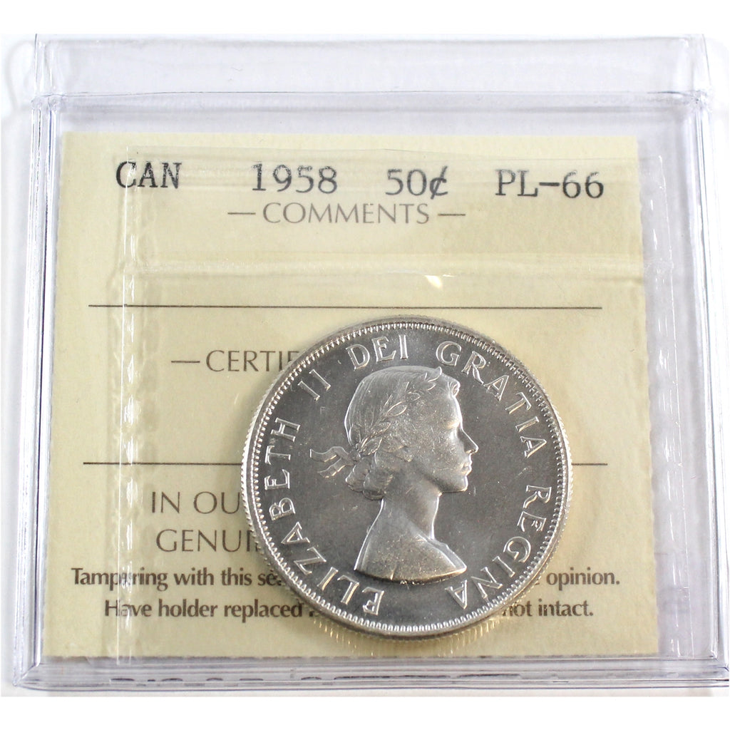 1958 Canada 50-cents ICCS Certified PL66