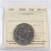 2008 Canada 50-cents ICCS Certified MS67