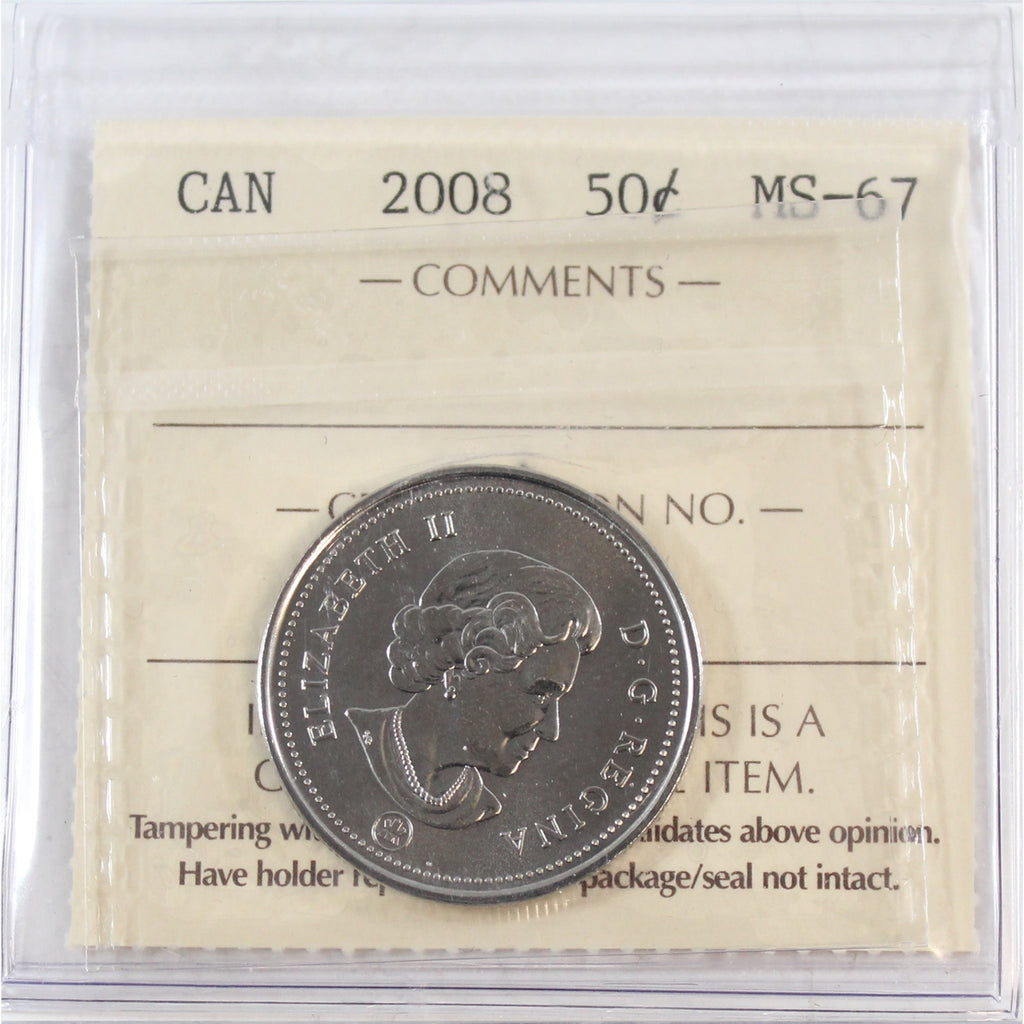 2008 Canada 50-cents ICCS Certified MS67