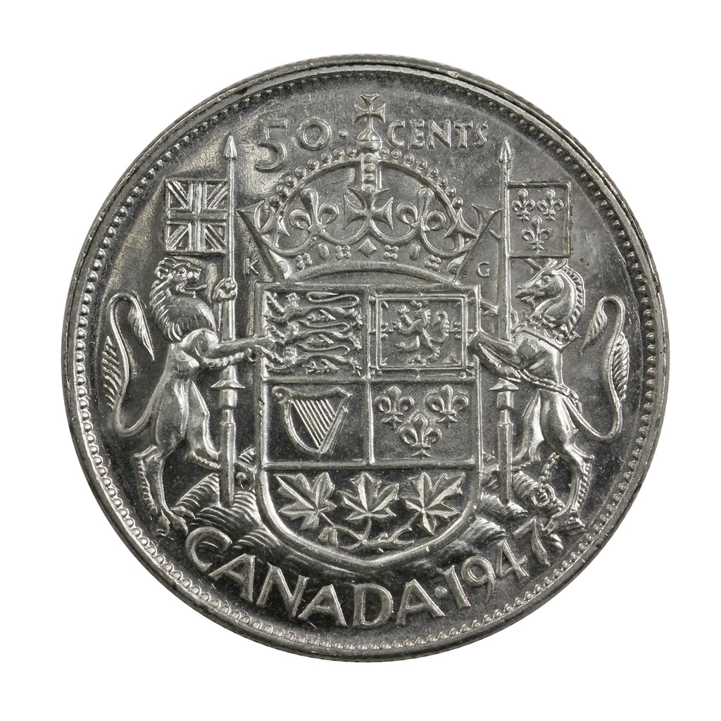 1947 Curved 7 Canada 50-cents AU-UNC (AU55)