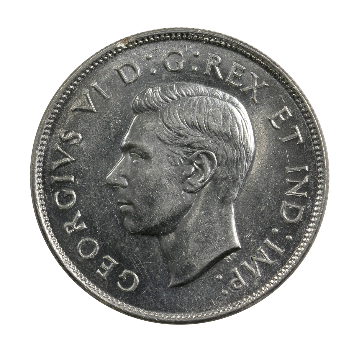 1947 Curved 7 Canada 50-cents AU-UNC (AU55)