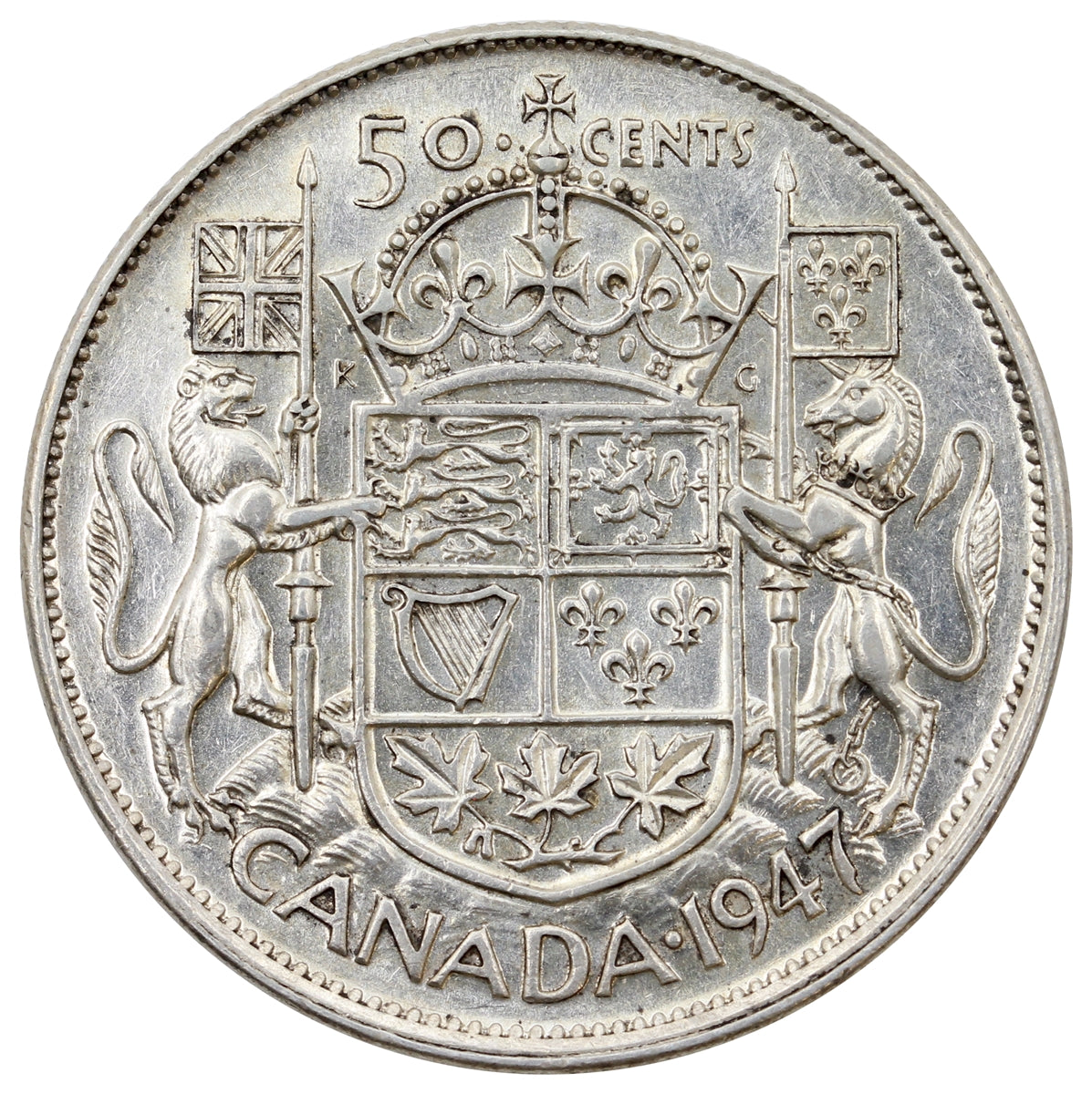 1947 Curved 7 Canada 50-cents Extra Fine (EF40)