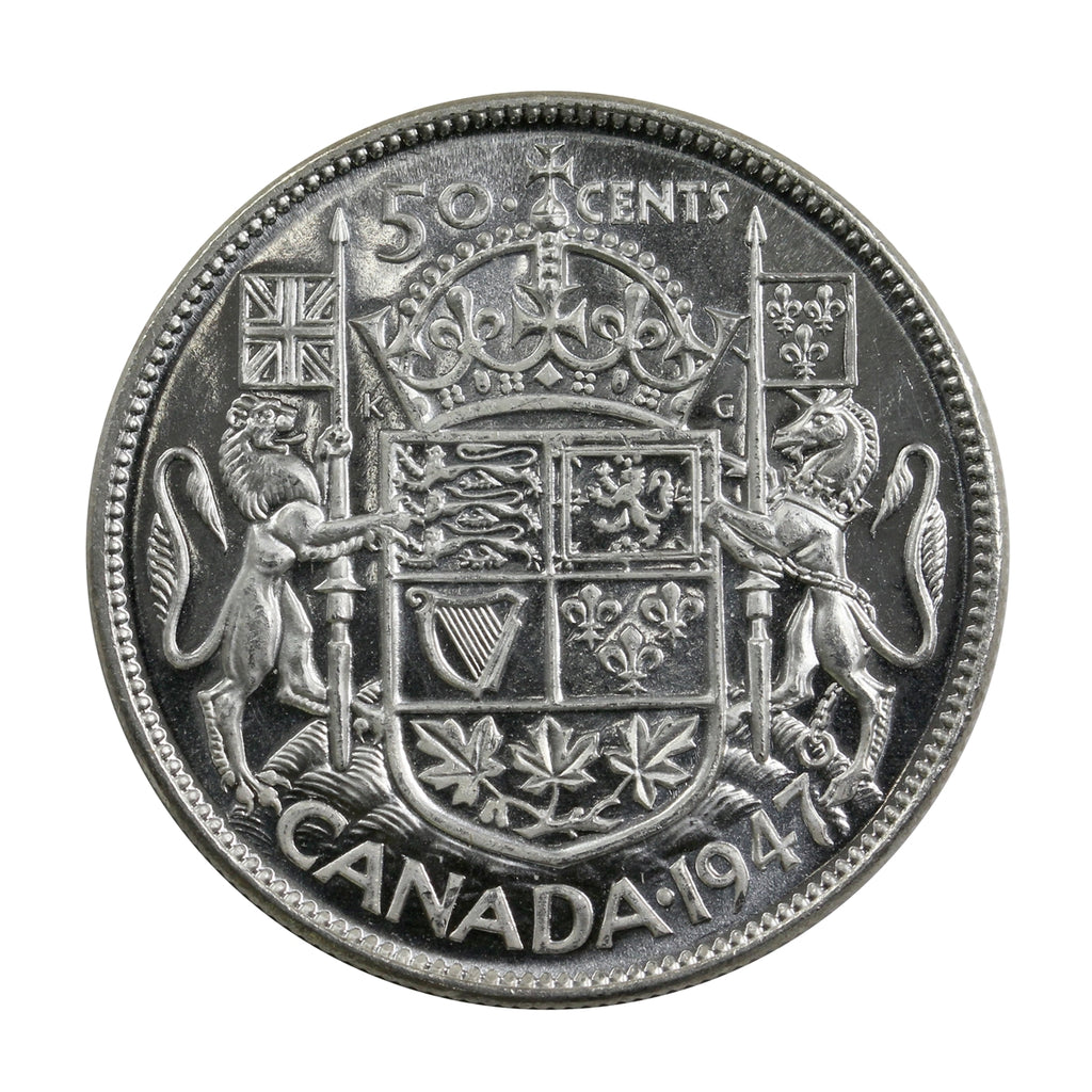 1947 Curved 7 Canada 50-cents UNC+ (MS62) $