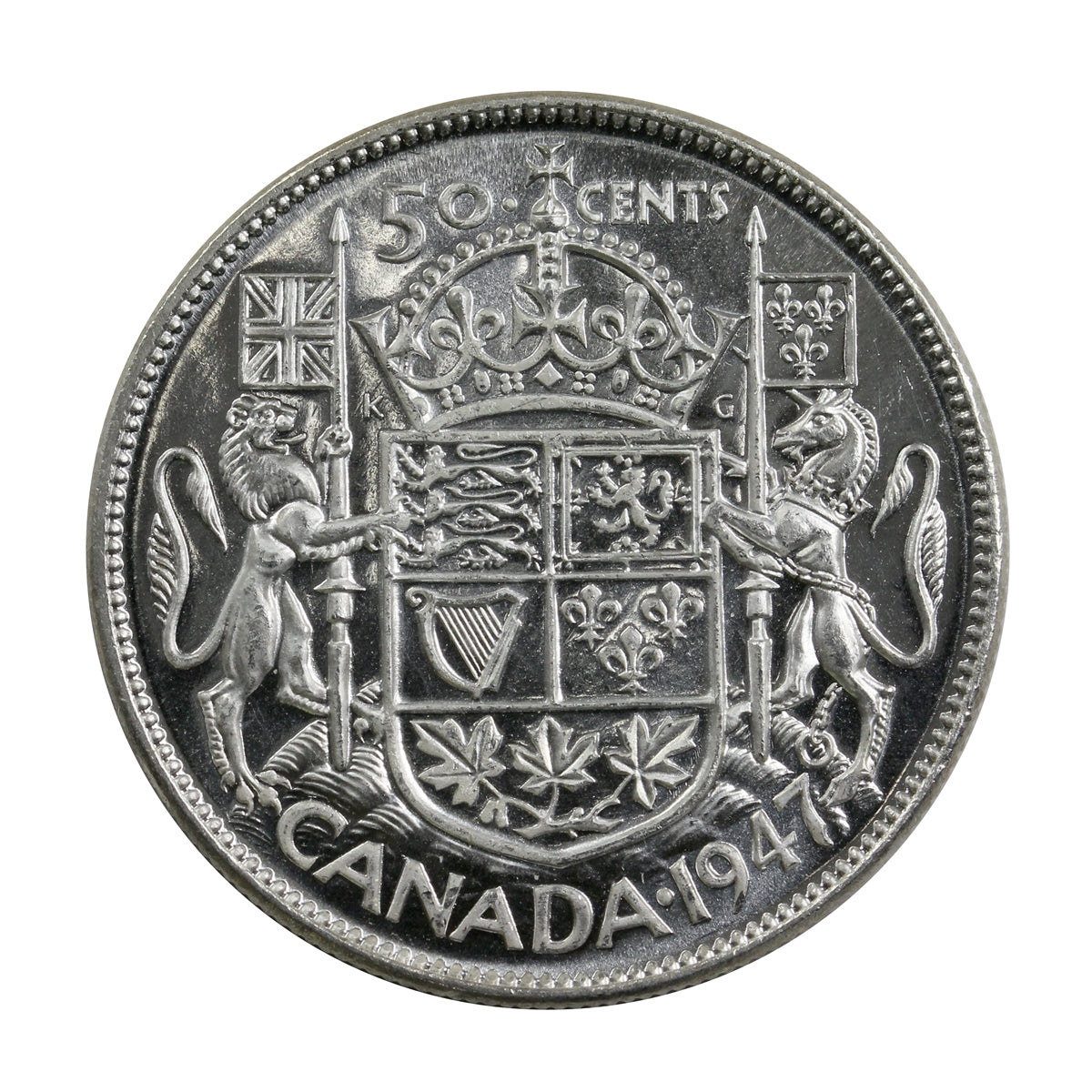 1947 Curved 7 Canada 50-cents UNC+ (MS62) $