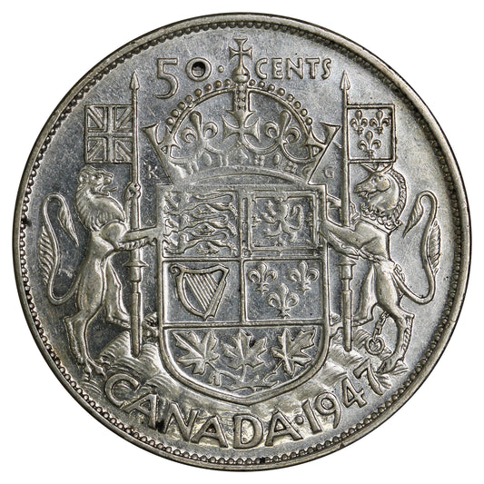 1947 Curved 7 Canada 50-cents VF-EF (VF30)