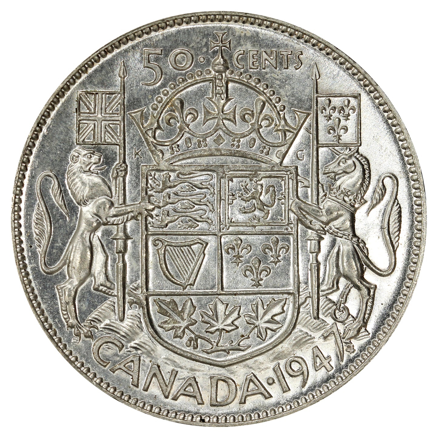 1947 Maple Leaf Canada 50-cents Brilliant Uncirculated (MS63) $