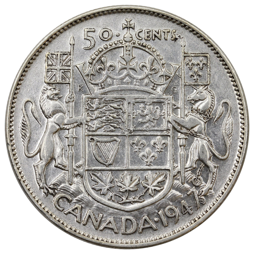 1947 Maple Leaf Canada 50-cents F-VF (F15)