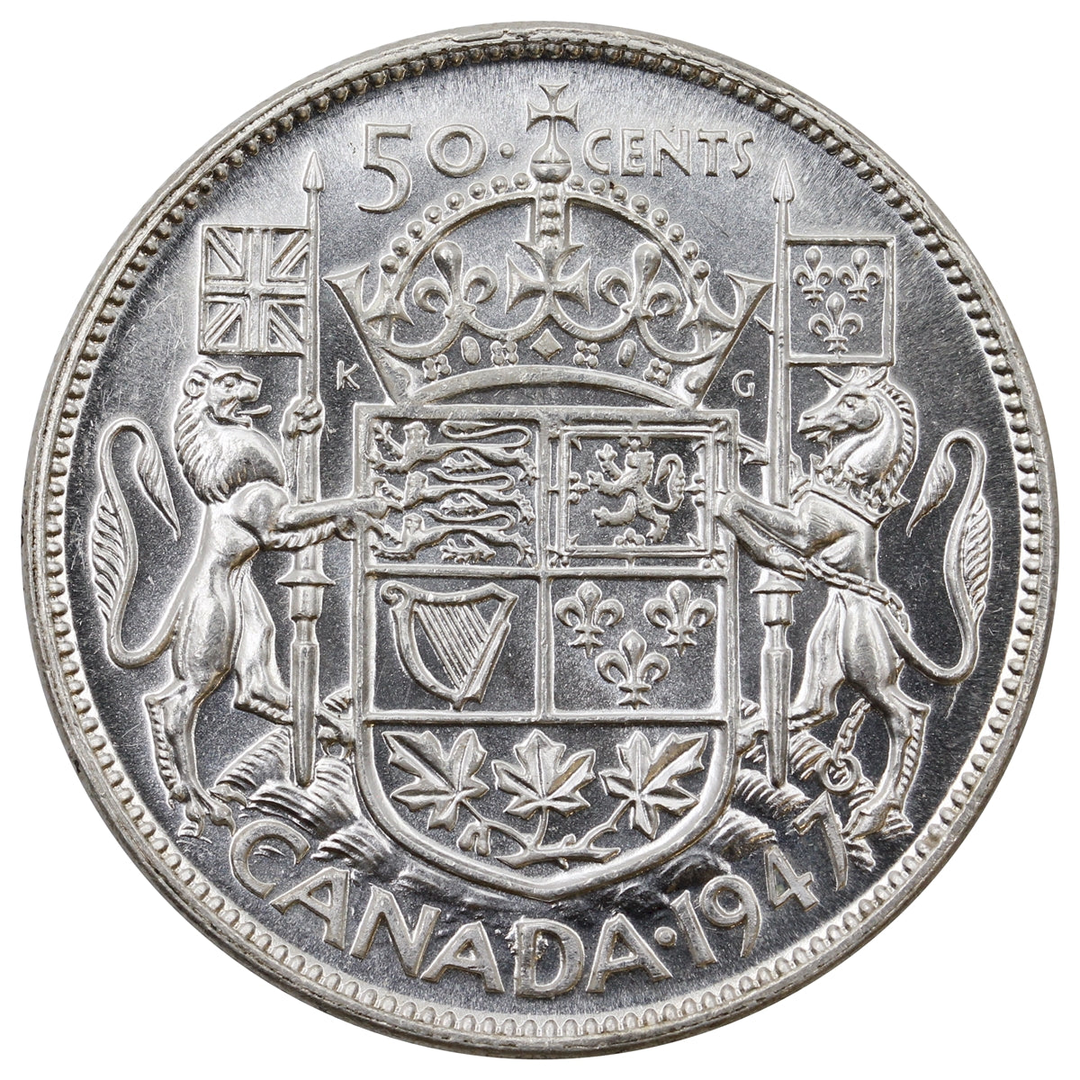 1947 Straight 7 Canada 50-cents AU-UNC (AU55)