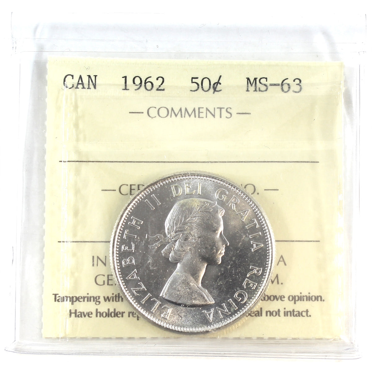 1962 Canada 50-cents ICCS Certified MS63