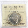1947 Straight 7 Canada 50-cents ICCS Certified MS63