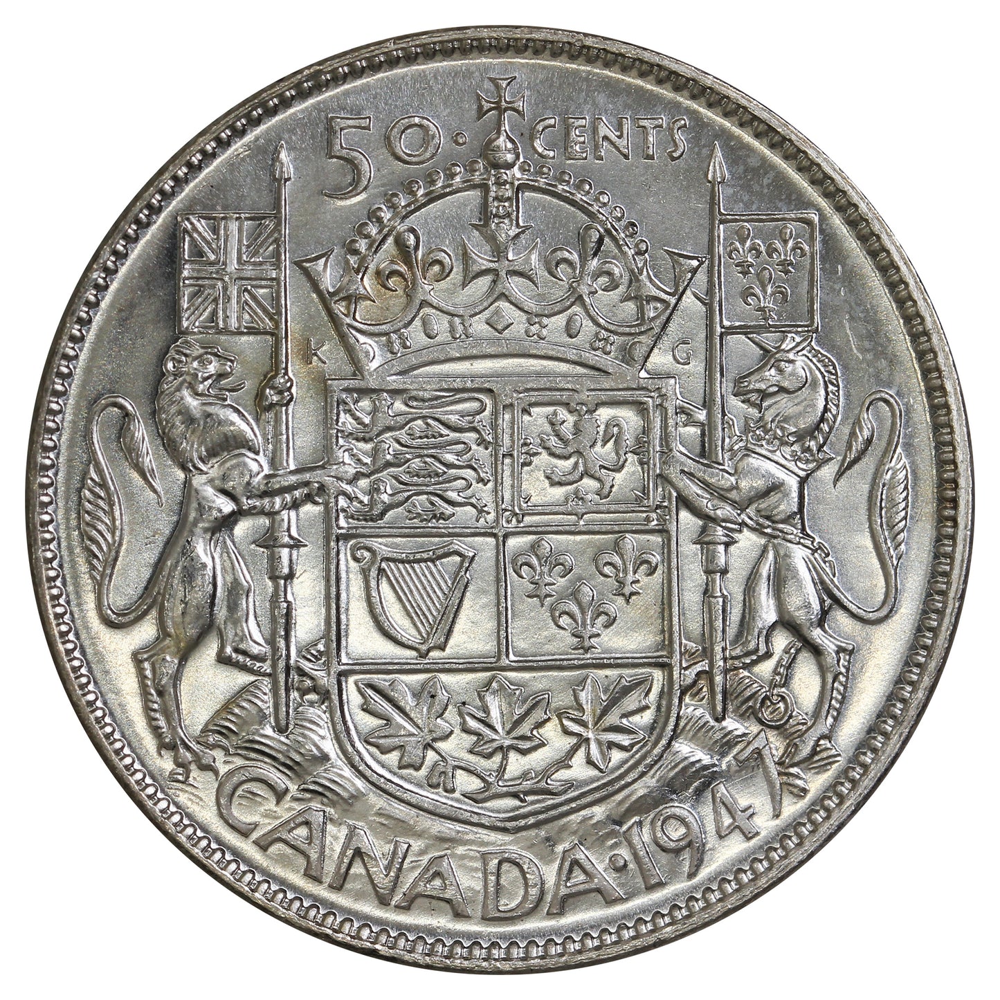 1947 Straight 7 Canada 50-cents UNC+ (MS62) $