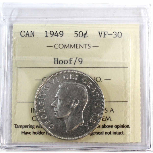 1949 Hoof Over 9 Canada 50-cents ICCS Certified VF30