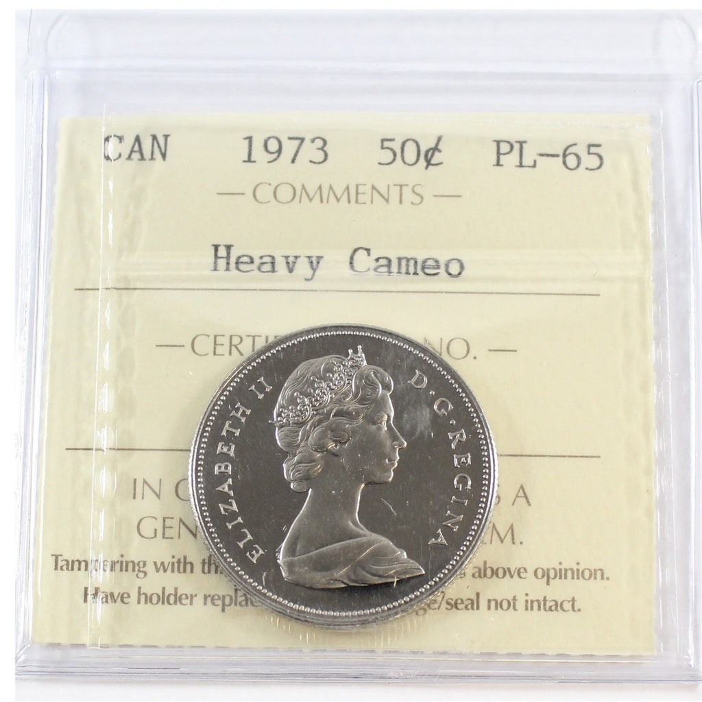 1973 Canada 50-cents ICCS Certified PL65 Heavy Cameo