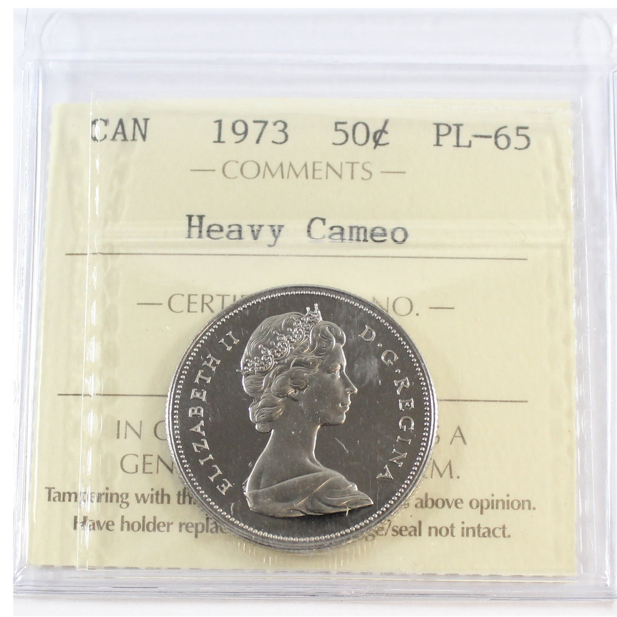 1973 Canada 50-cents ICCS Certified PL65 Heavy Cameo