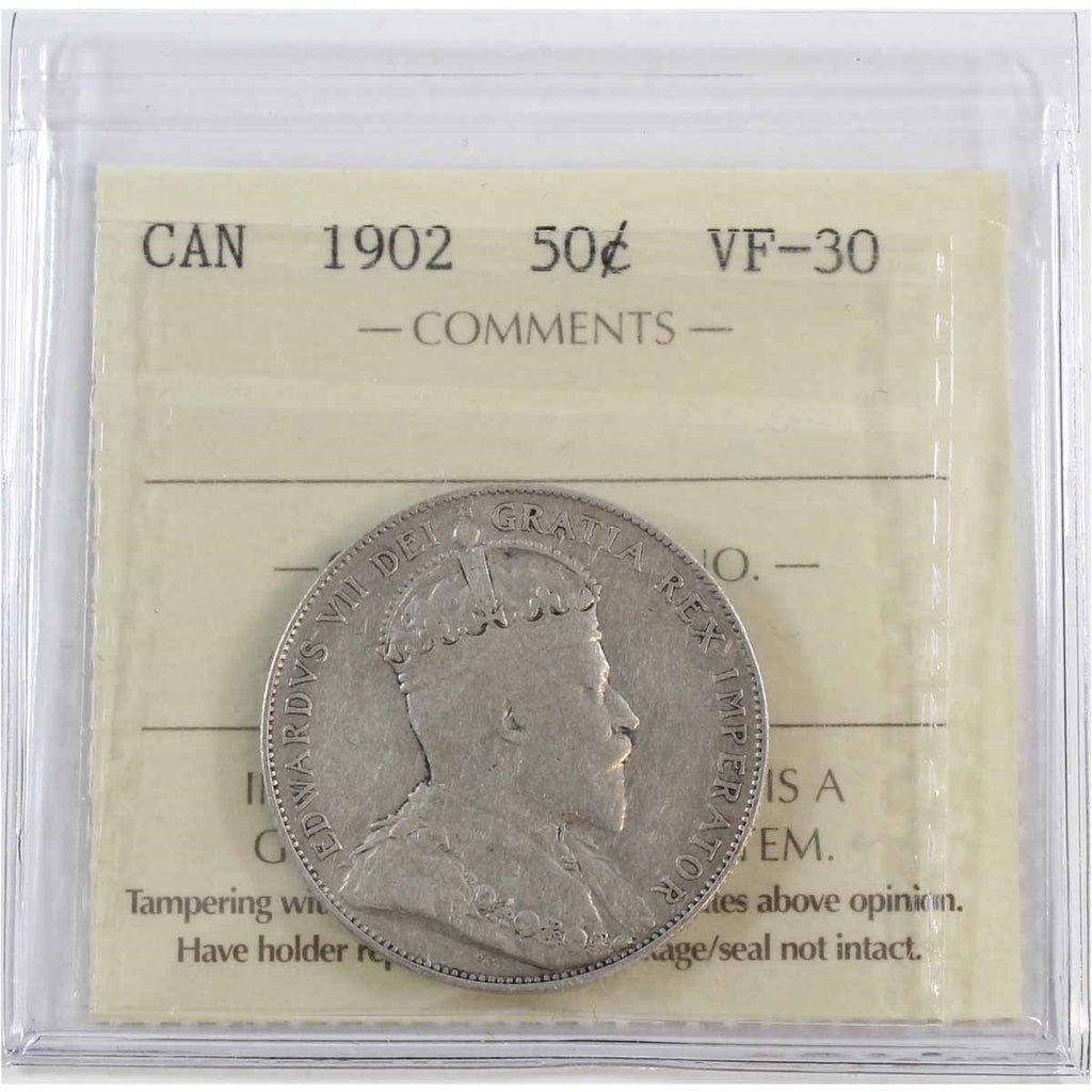 1902 Canada 50-cents ICCS Certified VF30
