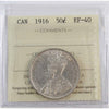 1916 Canada 50-cents ICCS Certified EF40