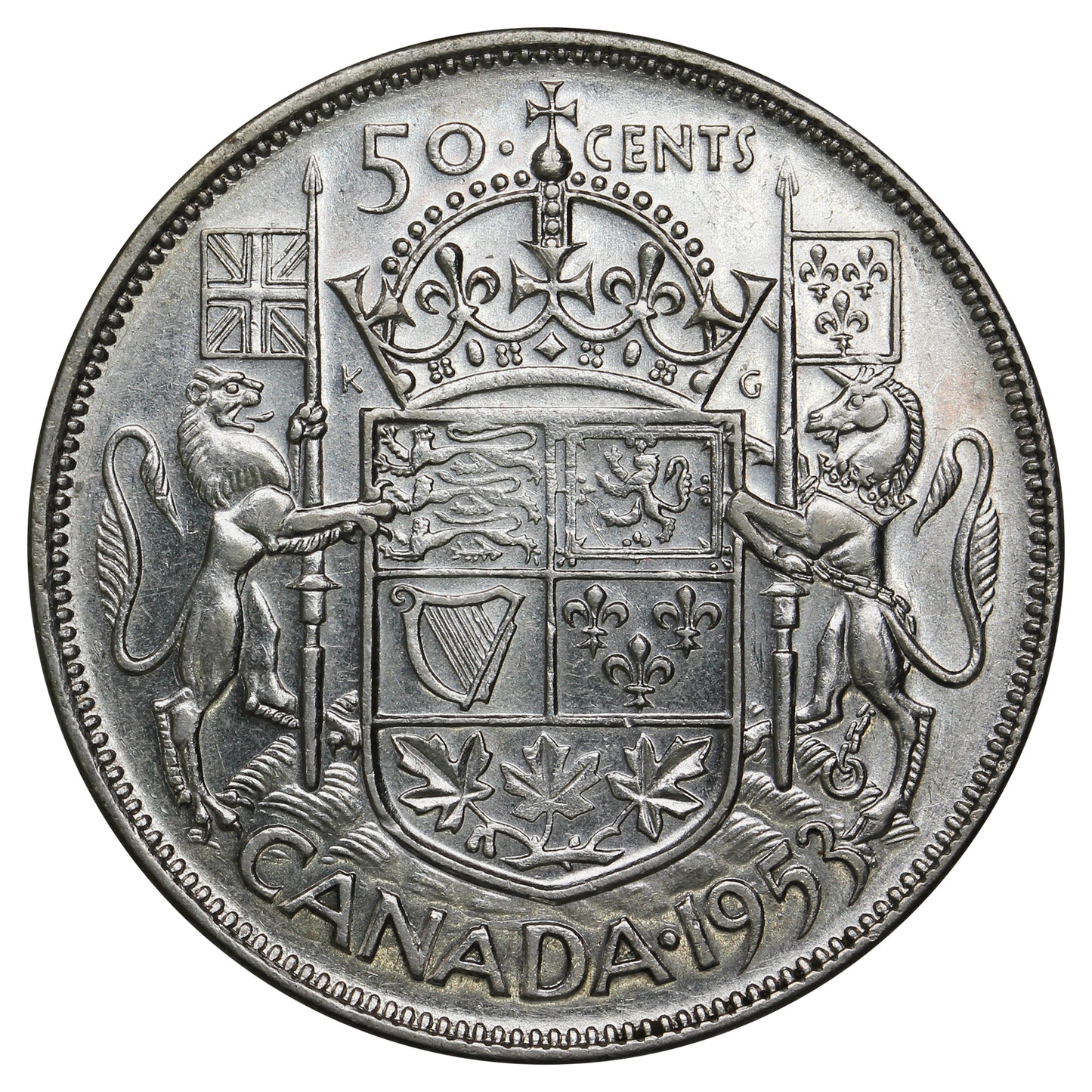 1953 Large Date NSS Canada 50-cents Very Fine (VF20)