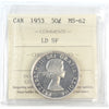 1953 Large Date, SF Canada 50-cents ICCS Certified MS62