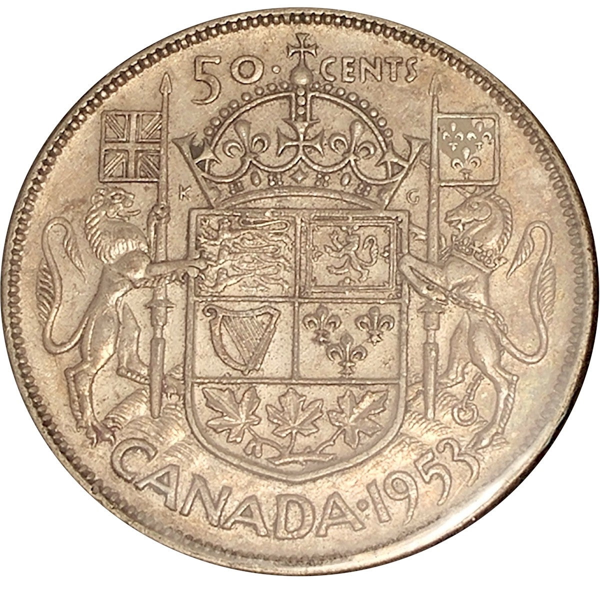 1953 Large Date SS Canada 50-cents F-VF (F15)