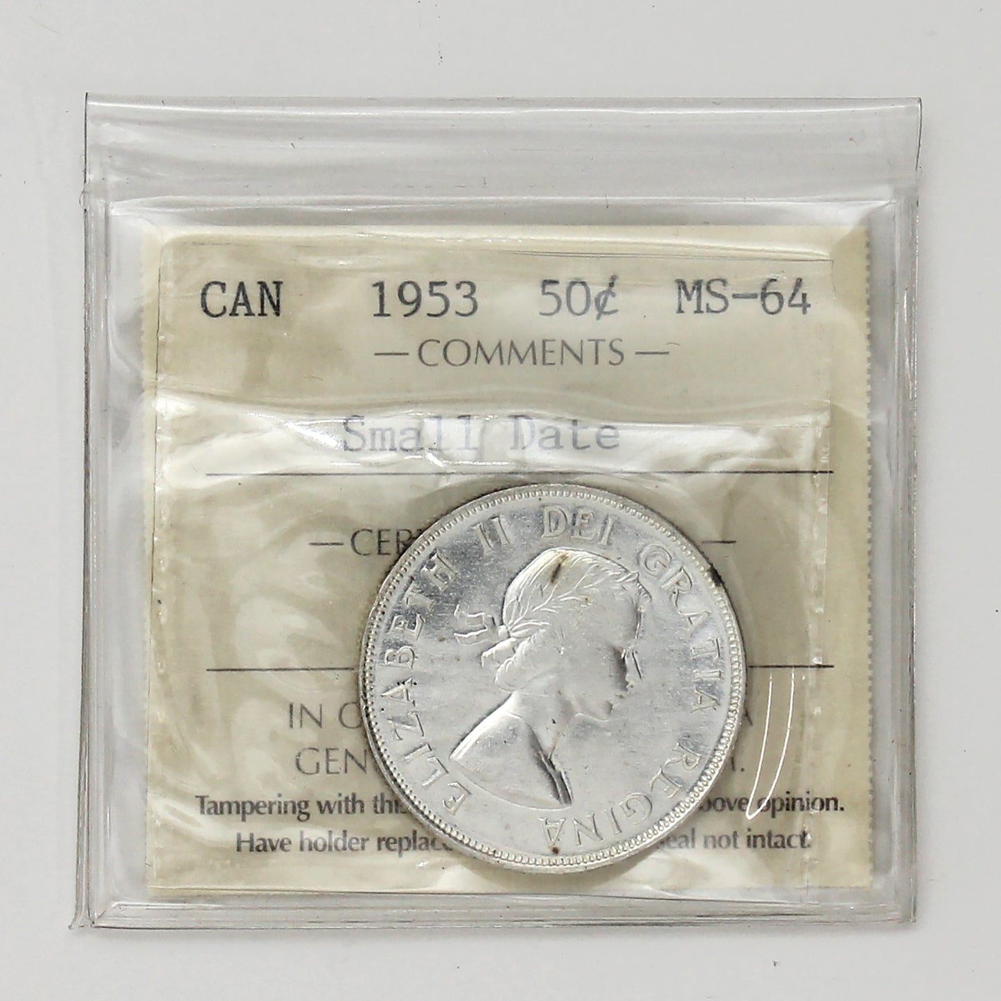 1953 Small Date Canada 50-cents ICCS Certified MS64