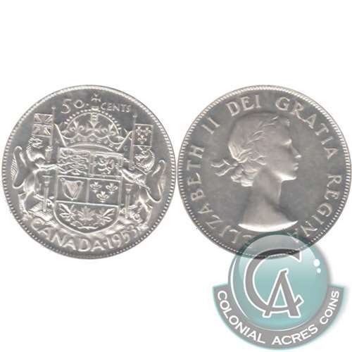 1953 Small Date NSS Canada 50-cents Almost Uncirculated (AU50)