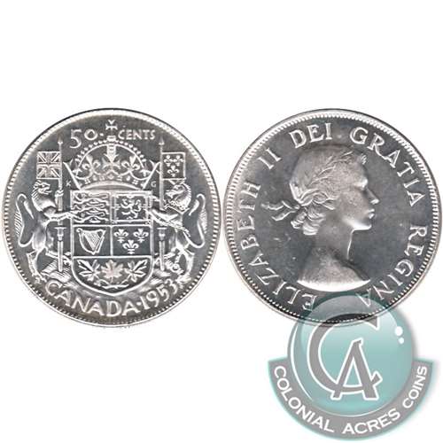 1953 Small Date NSS Canada 50-cents Choice BU (MS64)