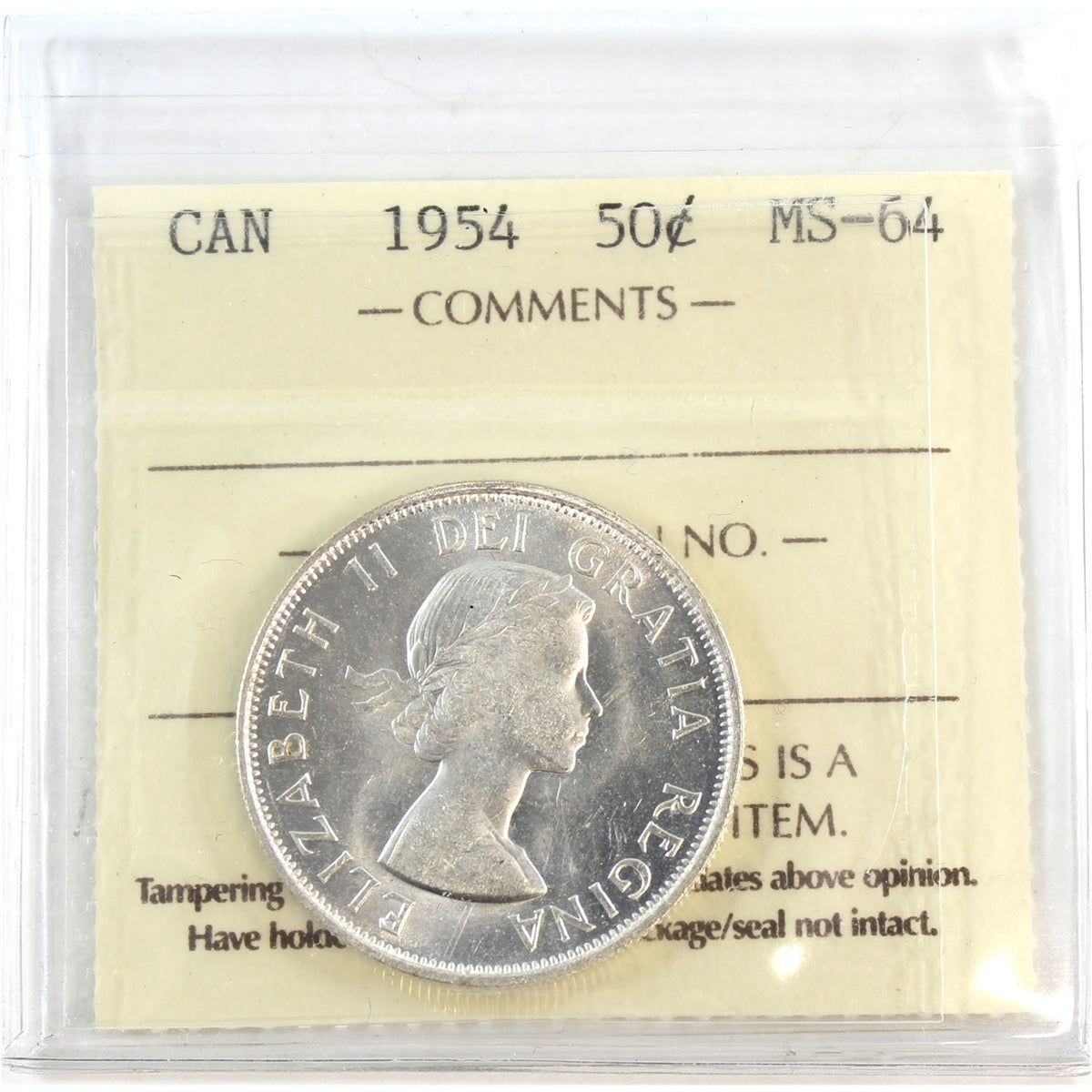 1954 Canada 50-cents ICCS Certified MS64