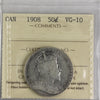 1908 Canada 50-cents ICCS Certified VG10