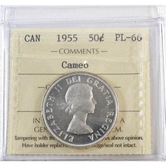 1955 Canada 50-cents ICCS Certified PL66 Cameo