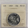 1949 Canada 50-cents ICCS Certified MS63