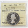 2003 Coronation Silver Canada 50-cents ICCS Certified PF-67 Ultra Heavy Cameo