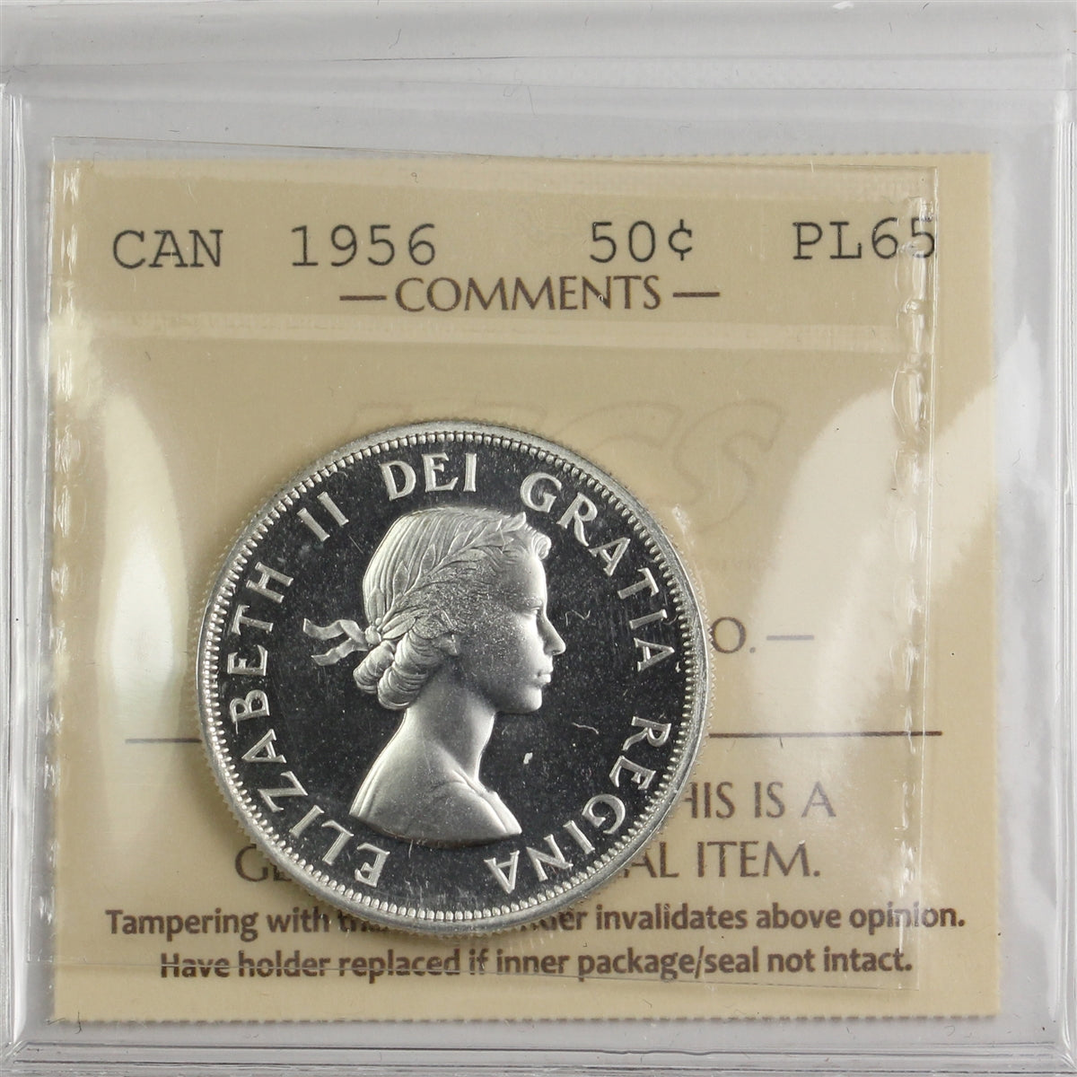 1956 Canada 50-cents ICCS Certified PL65