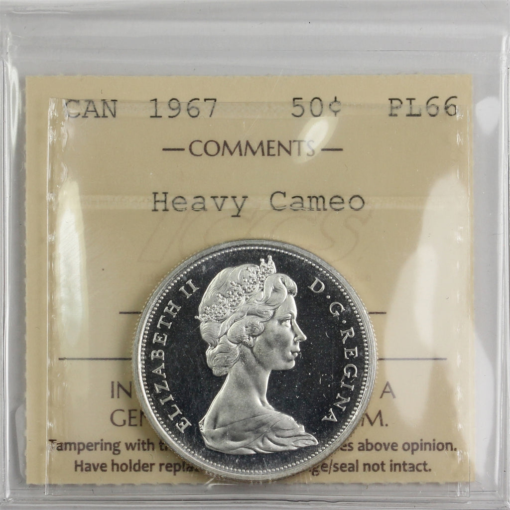 1967 Canada 50-cents ICCS Certified PL66 Heavy Cameo