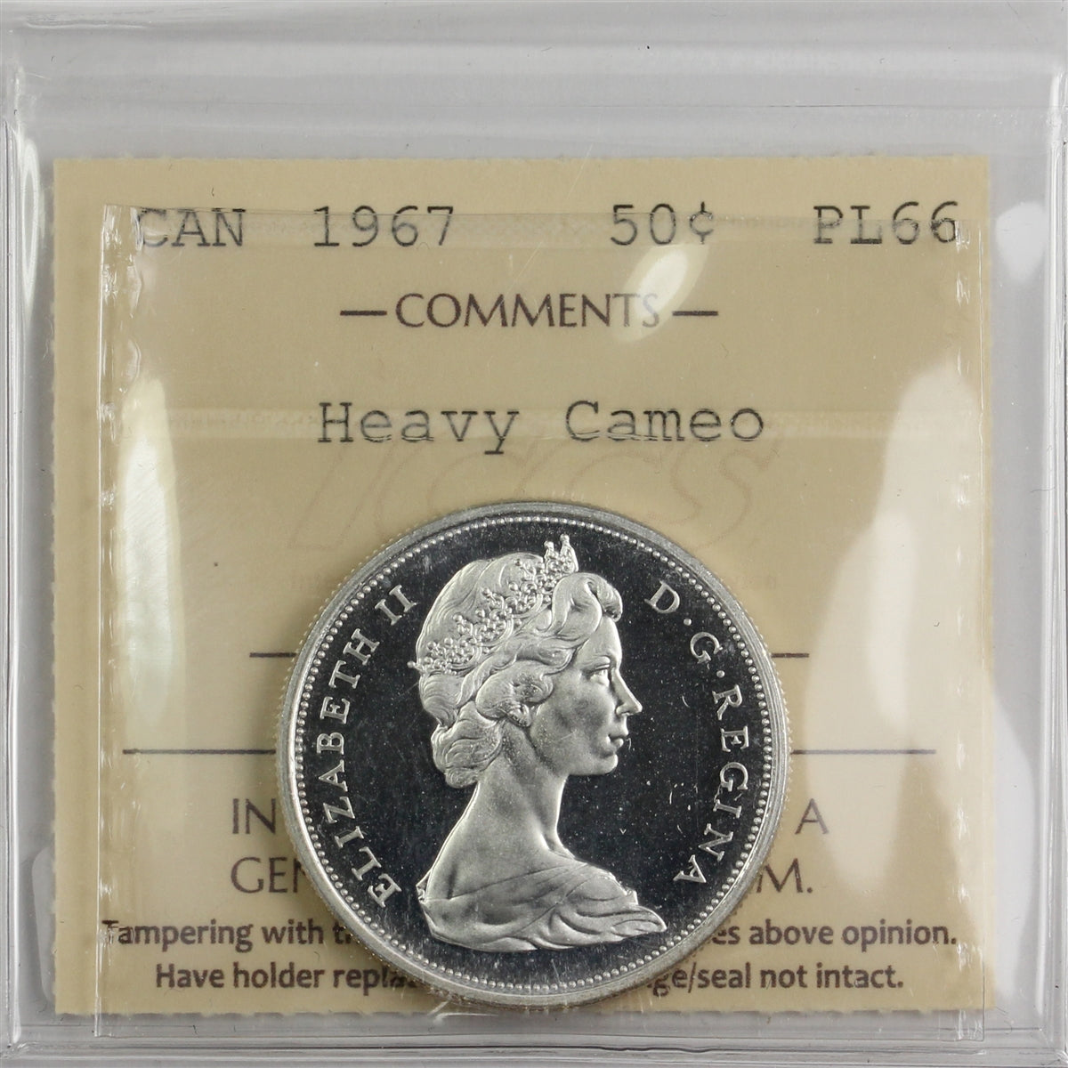 1967 Canada 50-cents ICCS Certified PL66 Heavy Cameo