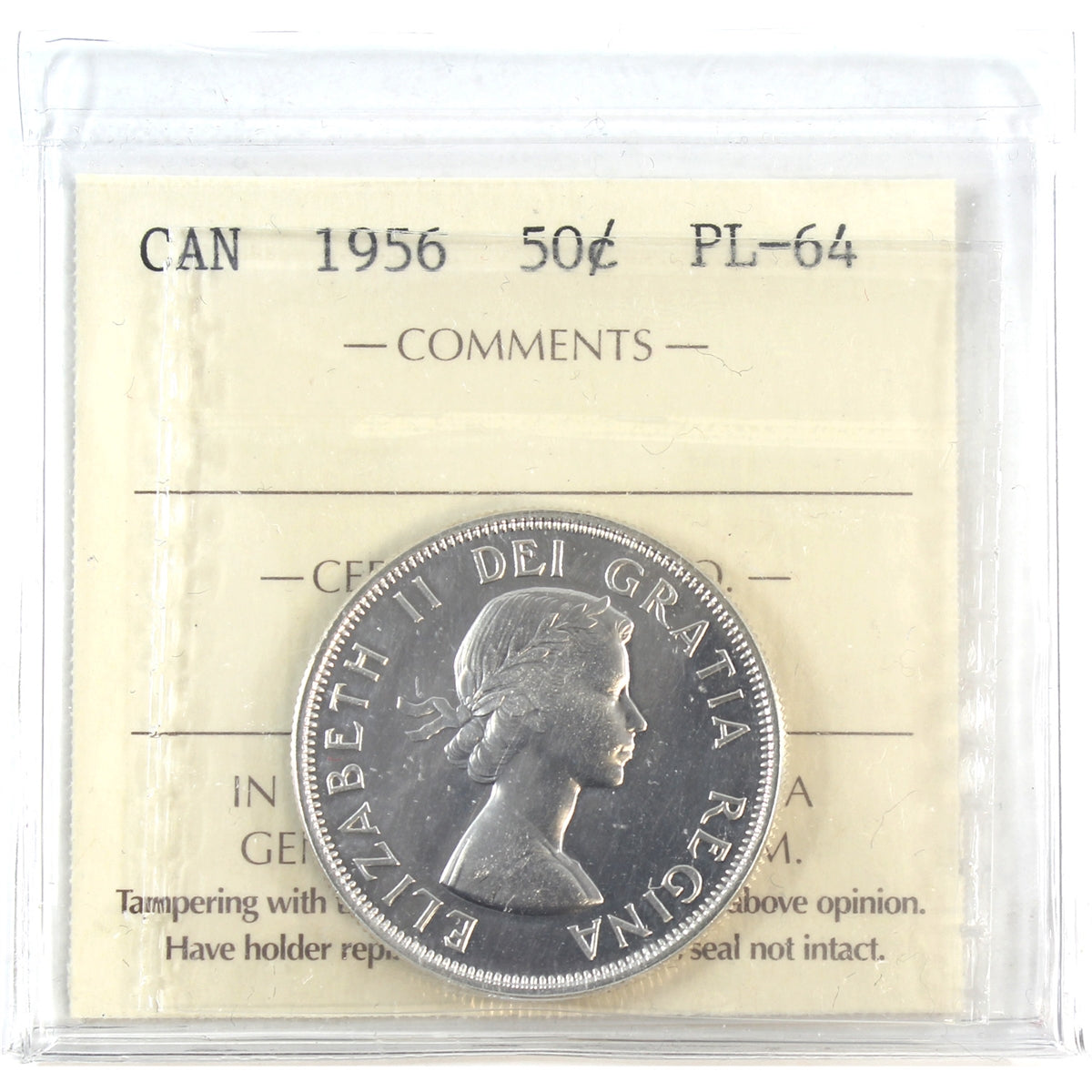 1956 Canada 50-cents ICCS Certified PL64