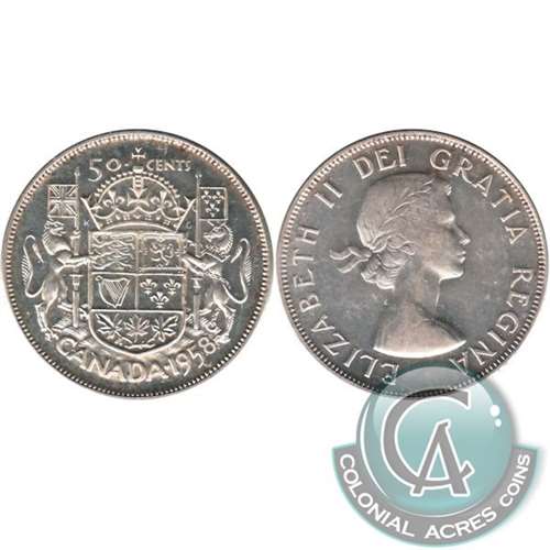 1958 Canada 50-cents Almost Uncirculated (AU50)