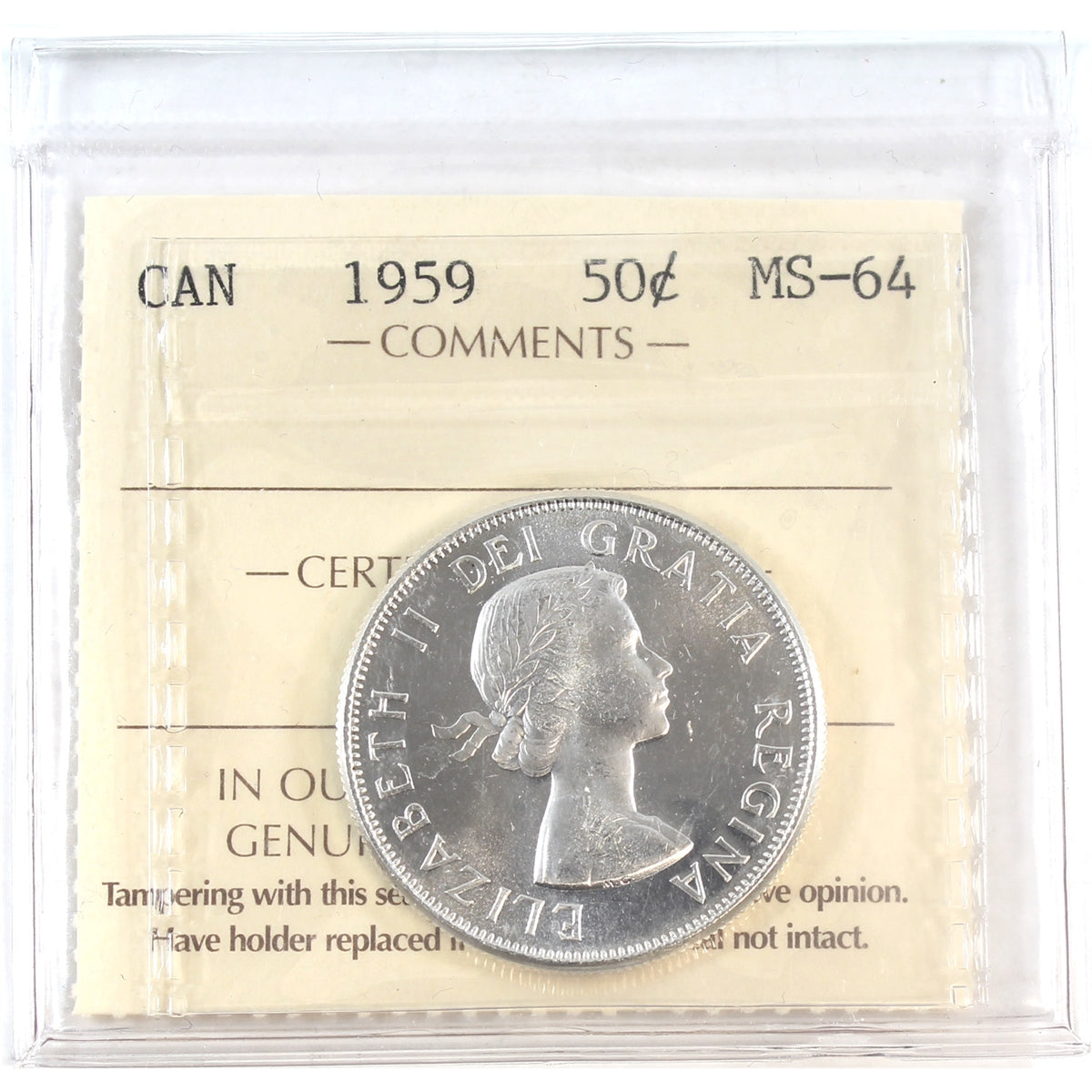 1959 Canada 50-cents ICCS Certified MS64