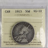 1913 Canada 50-cents ICCS Certified VG10