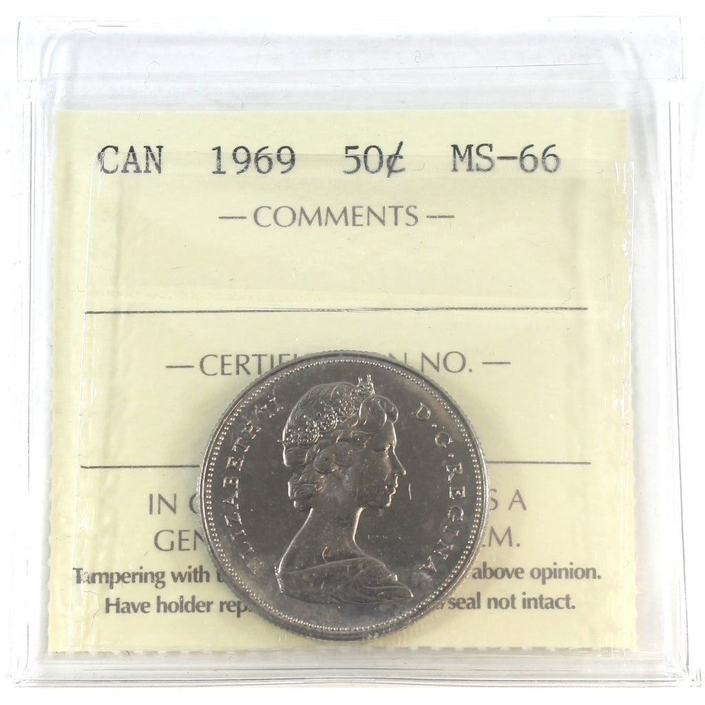 1969 Canada 50-cents ICCS Certified MS66