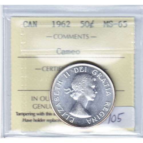 1962 Canada 50-cents ICCS Certified MS65